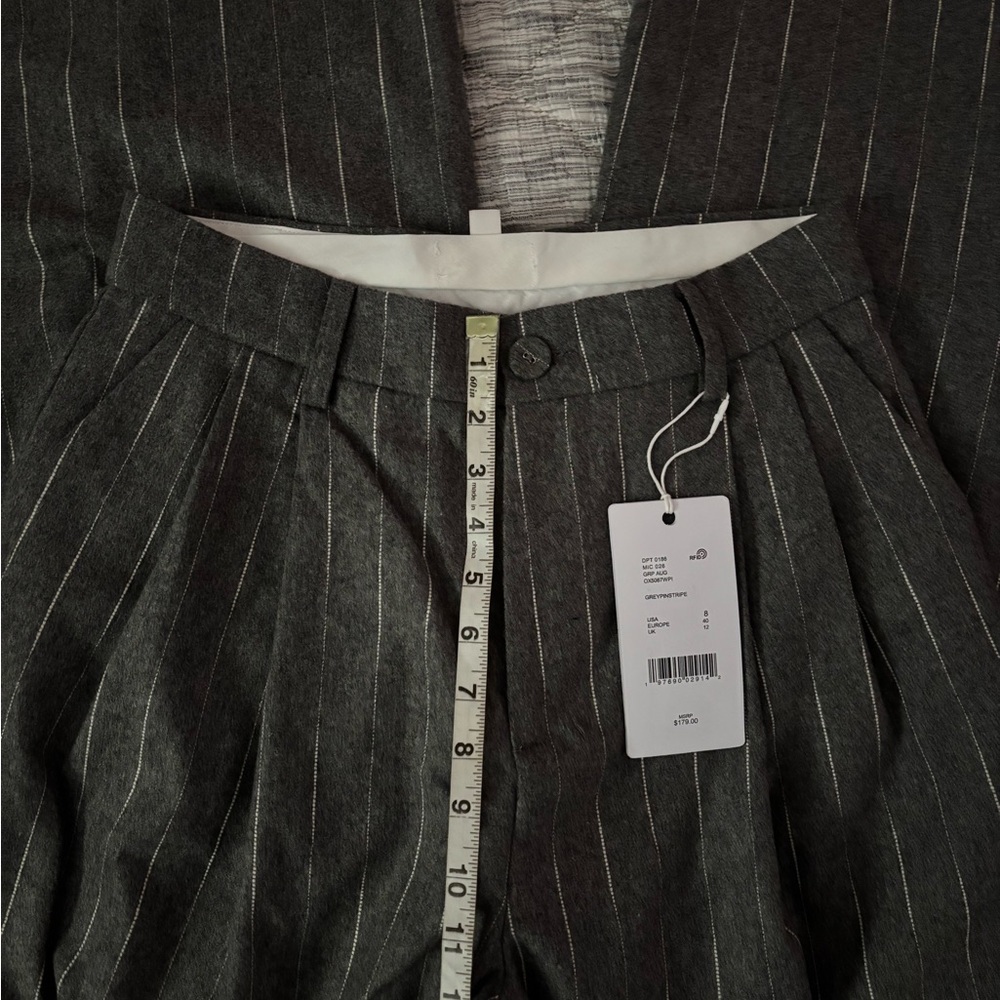 LeAL.X High Rise Wide Leg Gray Stripped Trousers Sz 8 NWT | High Rise Trousers- - Picture 5 of 9